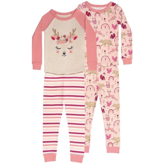 Girls Member’s Mark 4 Piece Cotton Snug Fit Unicorn Pajamas Size 8 - Picture 1 of 3